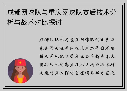成都网球队与重庆网球队赛后技术分析与战术对比探讨